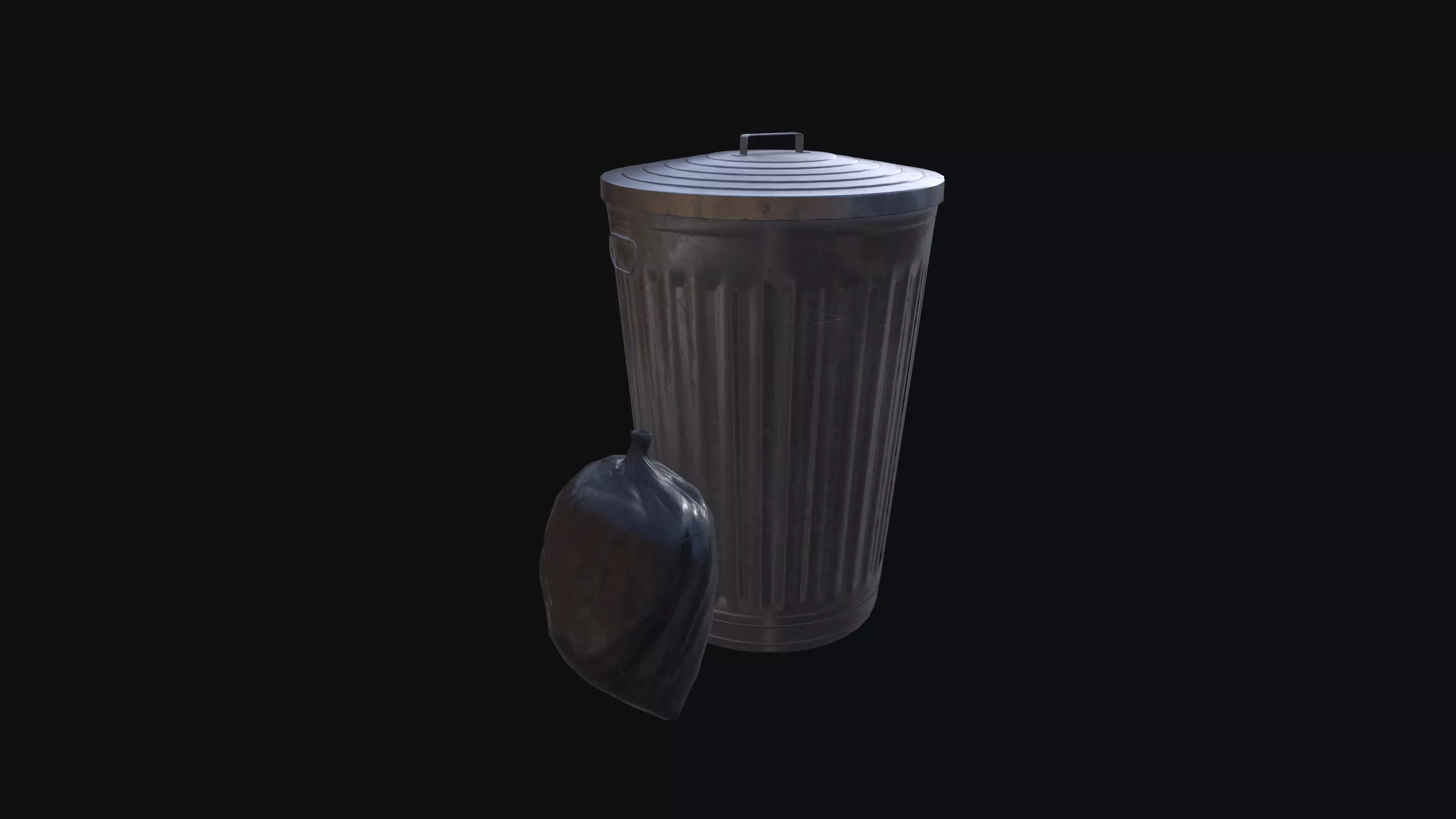 Trash Can Low-poly 3D model_0