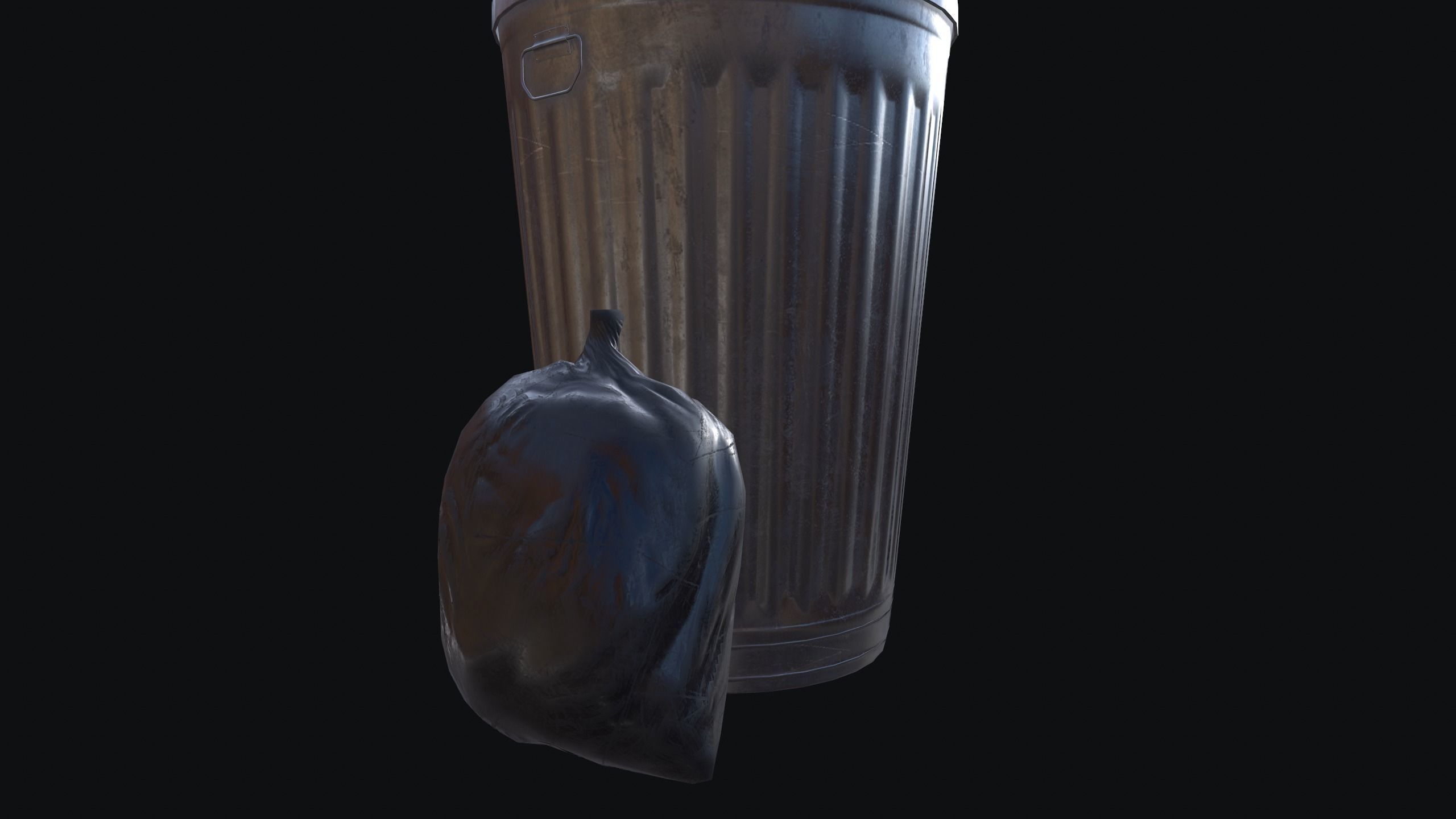 Trash Can Low-poly 3D model_3