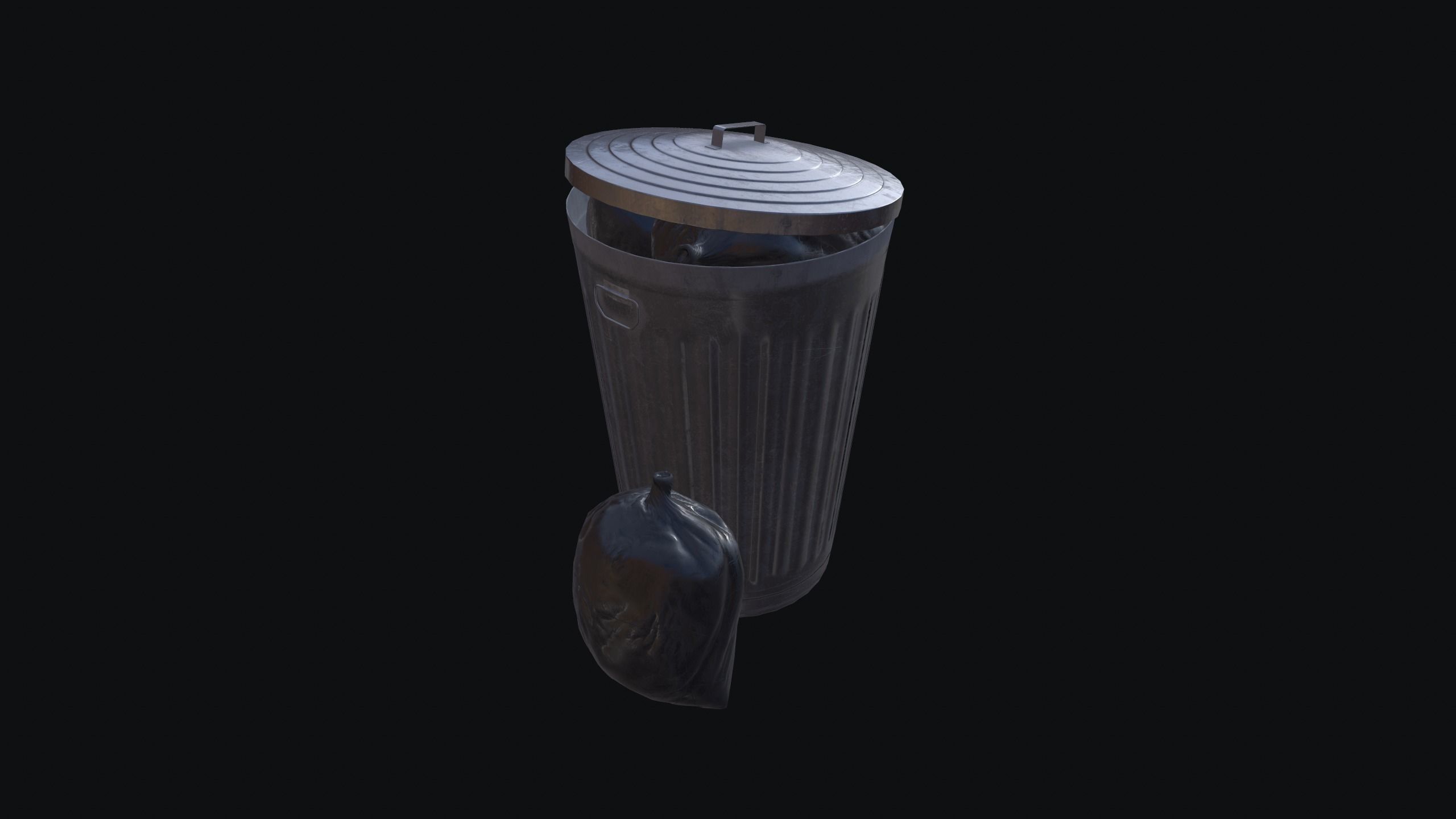 Trash Can Low-poly 3D model_6