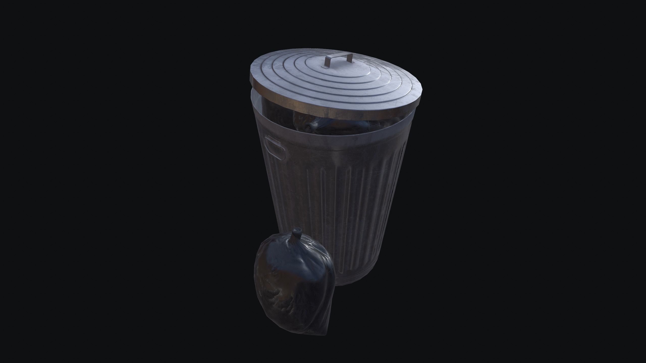 Trash Can Low-poly 3D model_7