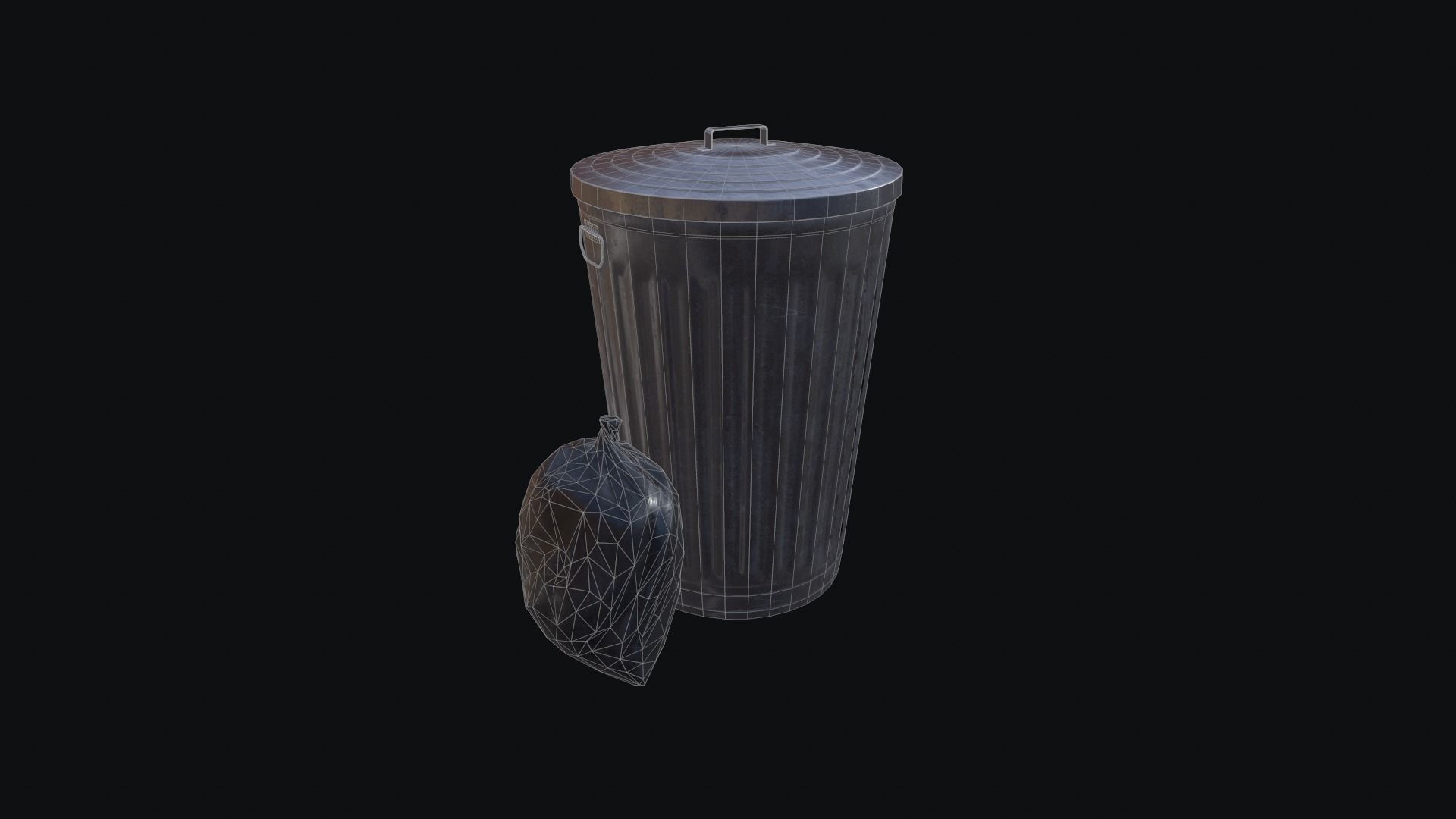 Trash Can Low-poly 3D model_8