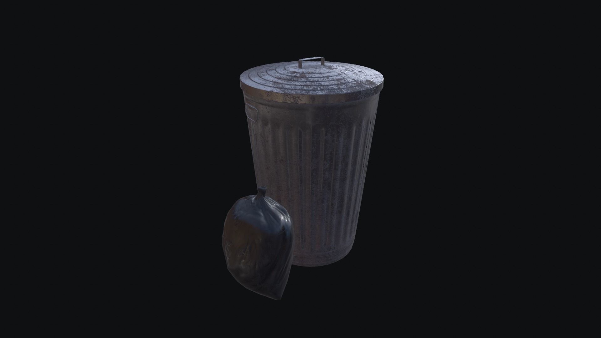 Trash Can Low-poly 3D model_5