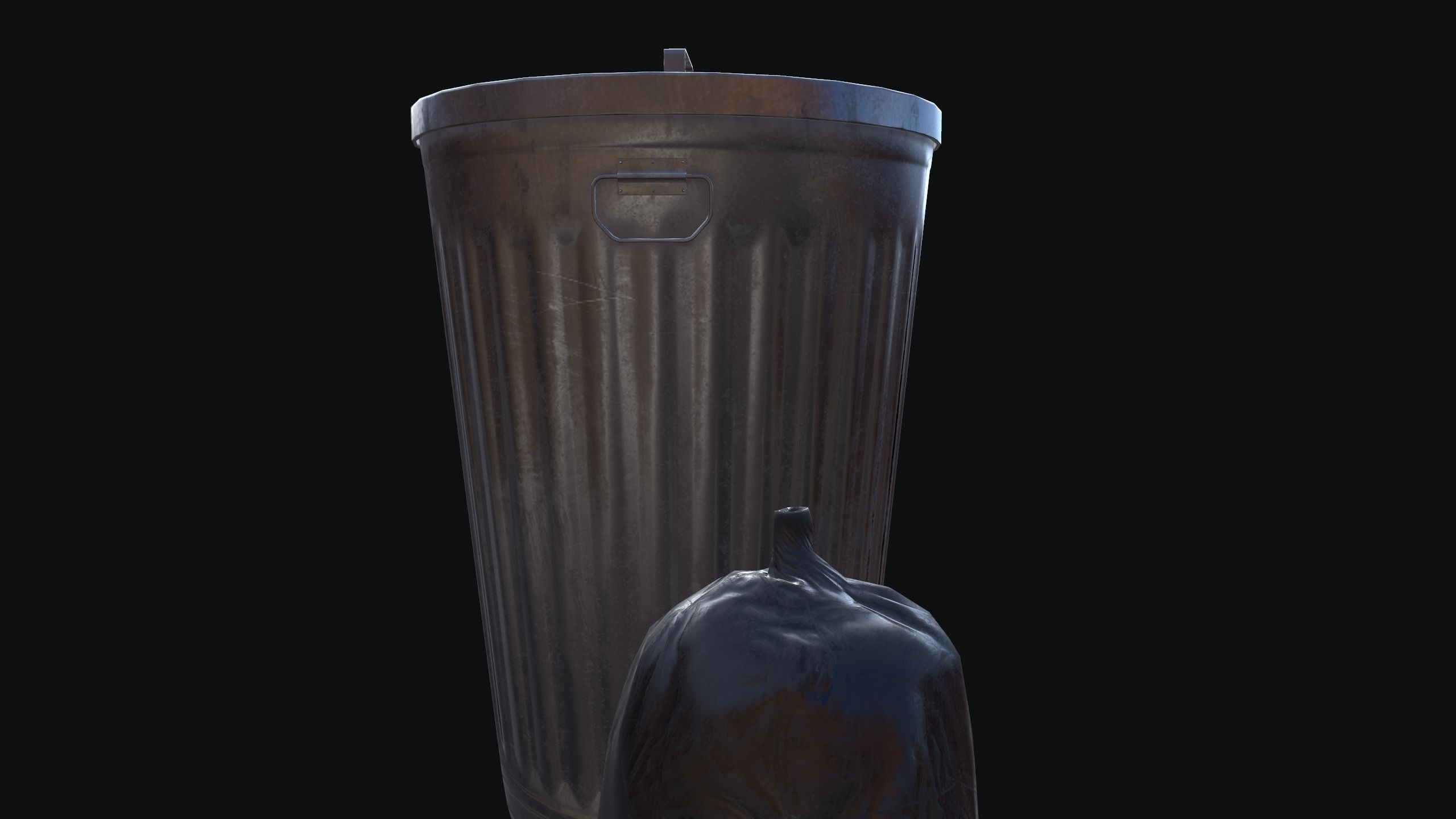 Trash Can Low-poly 3D model_4