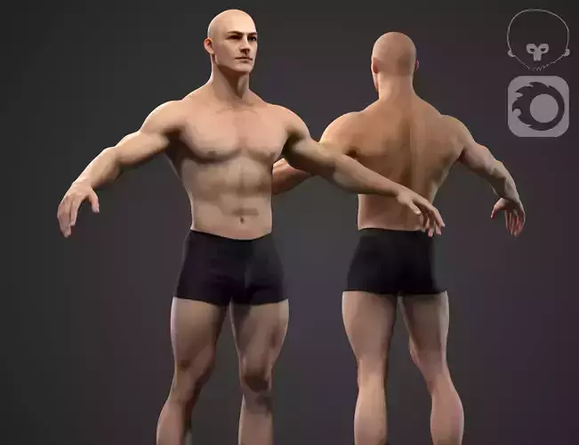 Muscle man Low-poly 3D model