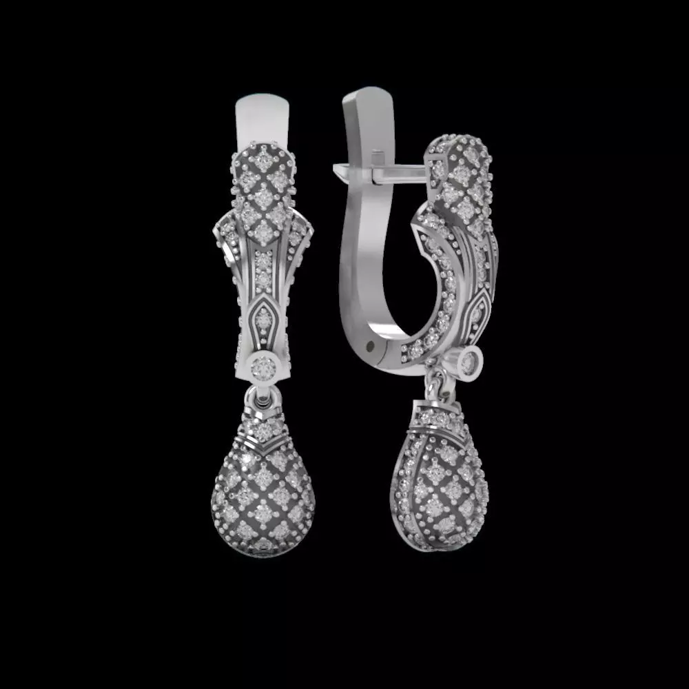 dangle earrings diamonds drop earrings 3D print model