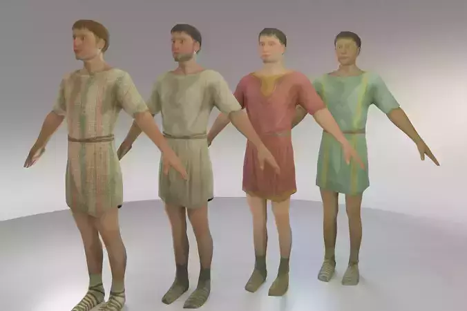 Rigged Roman Peasant Men Low-poly 3D model