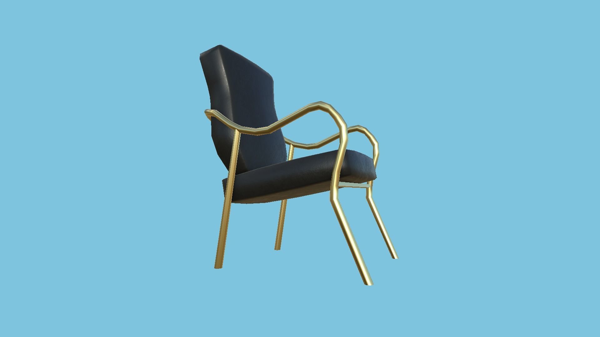 Black Golden Armchair - Furniture Interior Design Low-poly 3D model_3