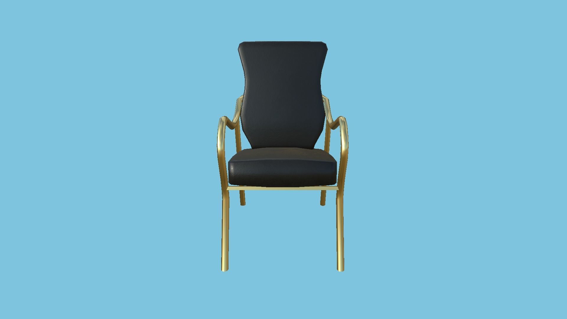 Black Golden Armchair - Furniture Interior Design Low-poly 3D model_2