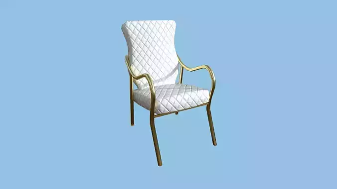 White Golden Armchair - Furniture Interior Design Low-poly 3D model