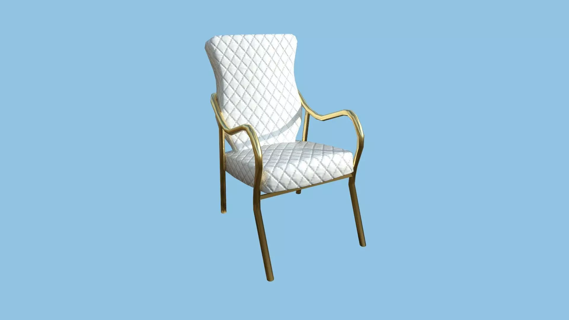 White Golden Armchair - Furniture Interior Design Low-poly 3D model_0