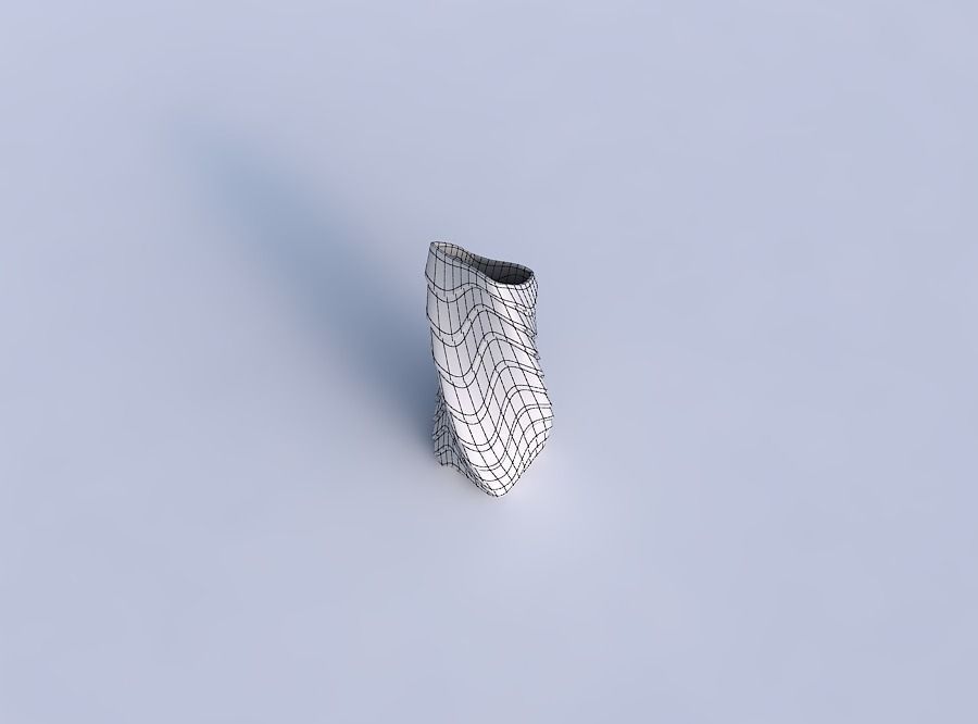 Vase twisted bent rectangle with horizontal wavy inverted layers 3D print model_6