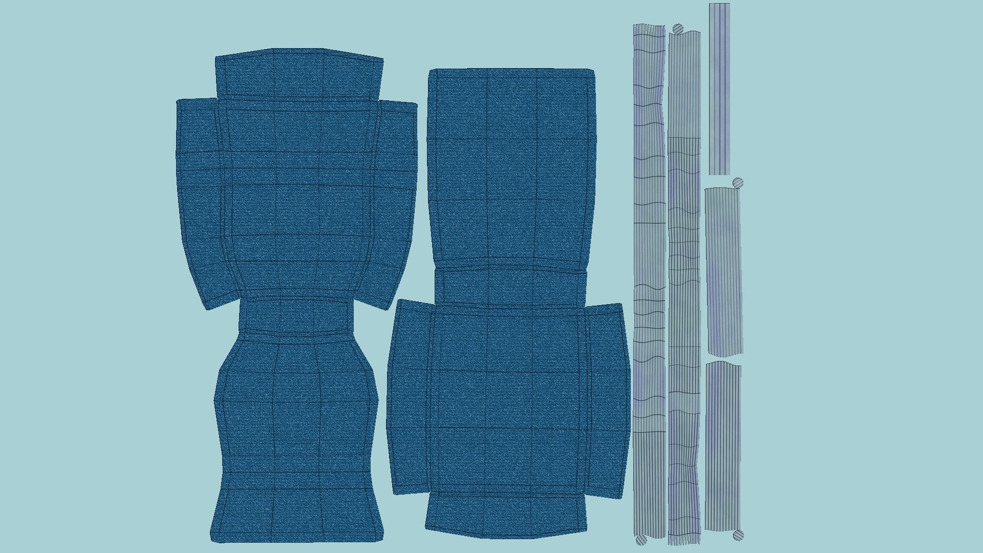 Blue Aluminum Armchair - Furniture Interior Design Low-poly 3D model_6