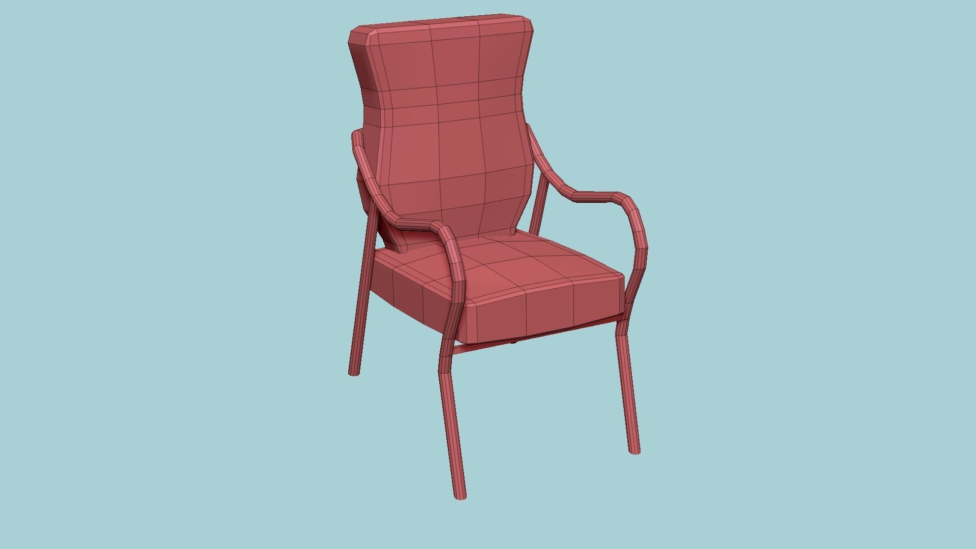 Blue Aluminum Armchair - Furniture Interior Design Low-poly 3D model_8