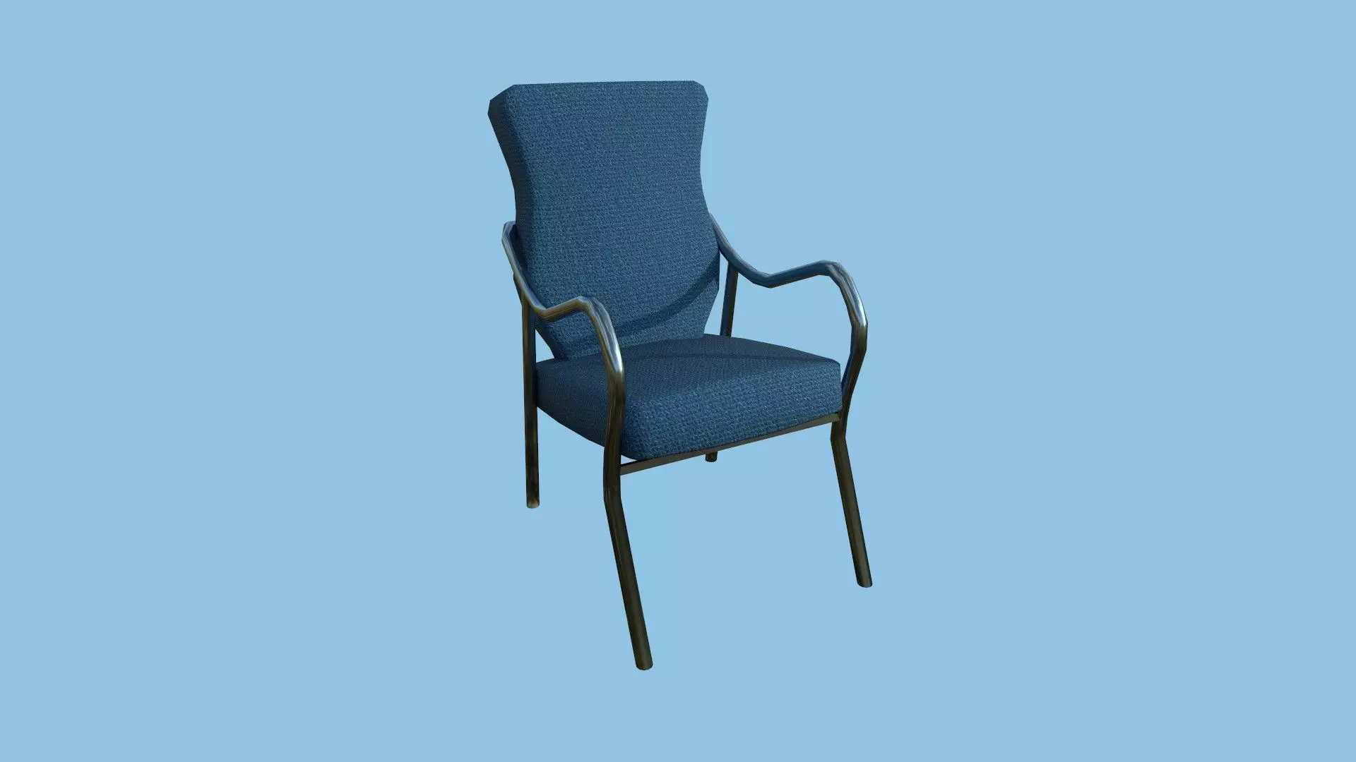 Blue Aluminum Armchair - Furniture Interior Design Low-poly 3D model_0