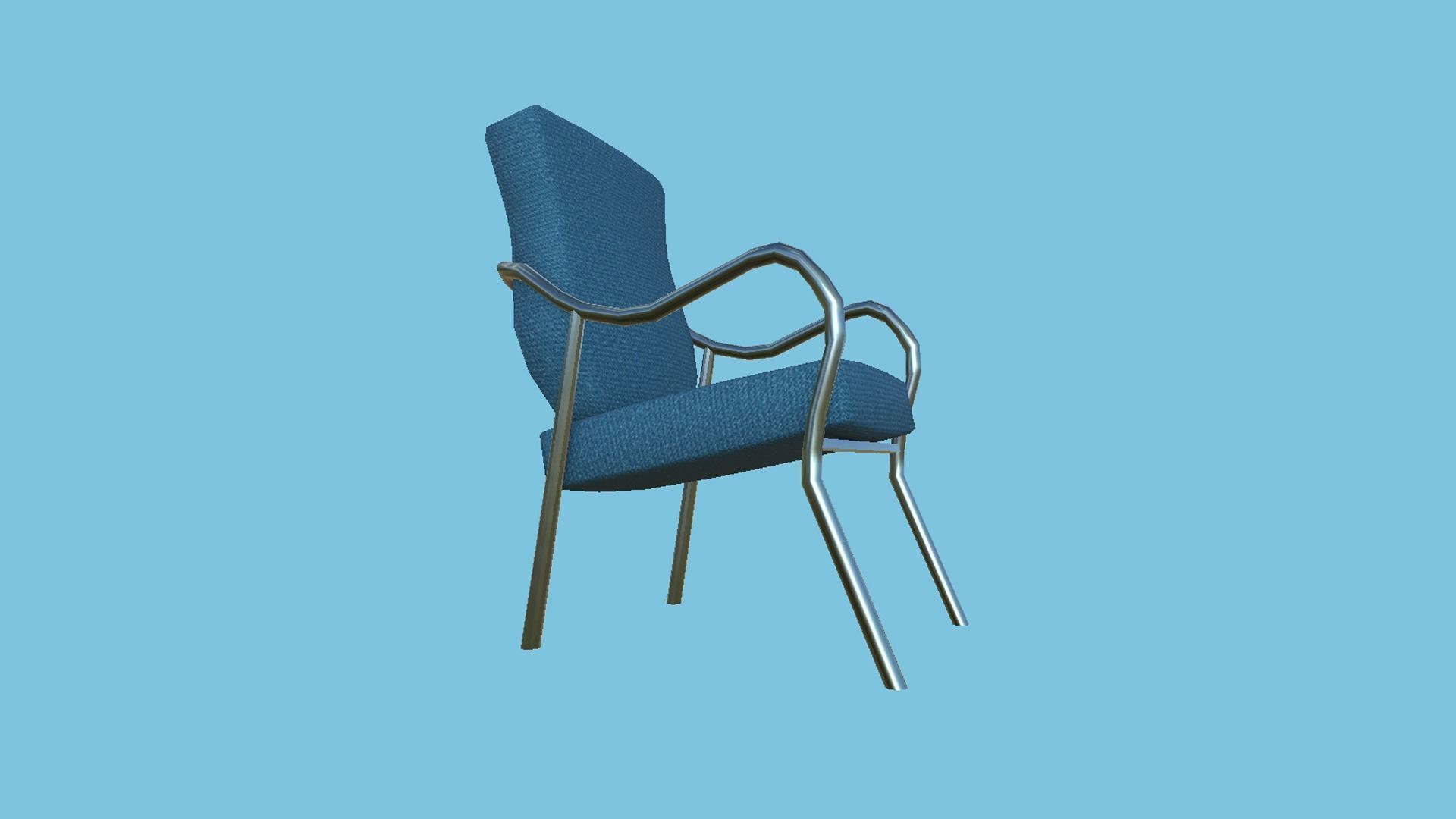 Blue Aluminum Armchair - Furniture Interior Design Low-poly 3D model_4