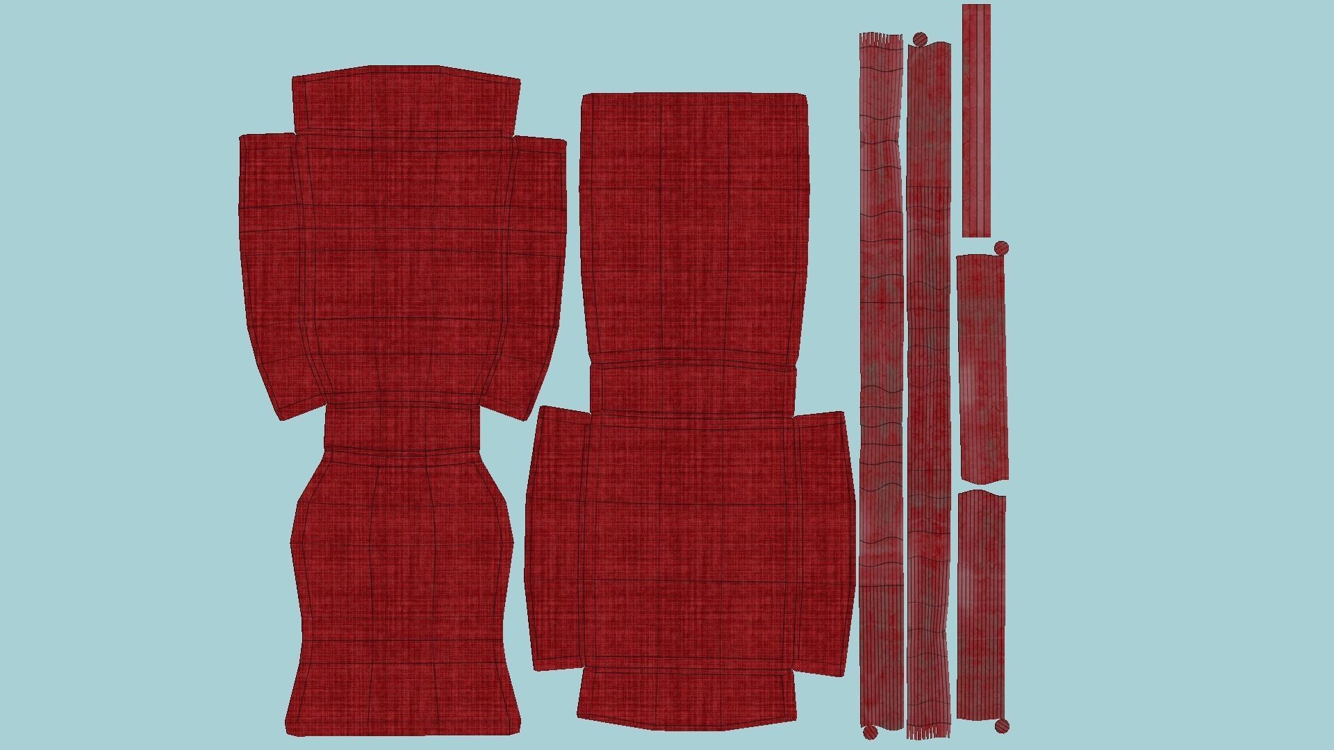 Red Fabric Armchair - Furniture Interior Design Low-poly 3D model_5