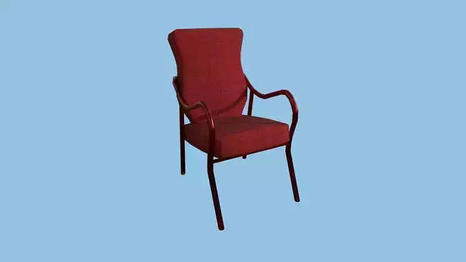 Red Fabric Armchair - Furniture Interior Design Low-poly 3D model