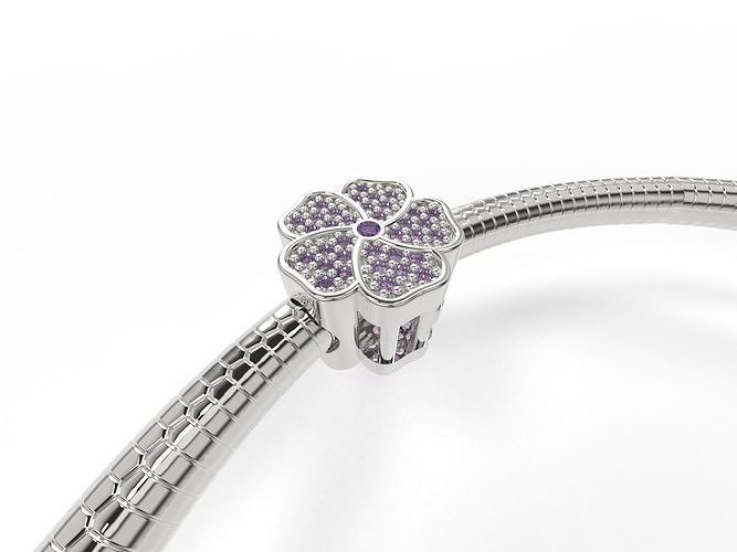 Charm Flower with Gems 3D print model