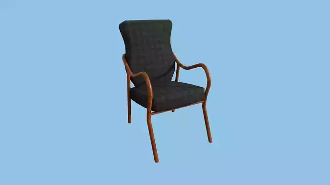 Black Plaid Wood Armchair - Furniture Interior Design Low-poly 3D model