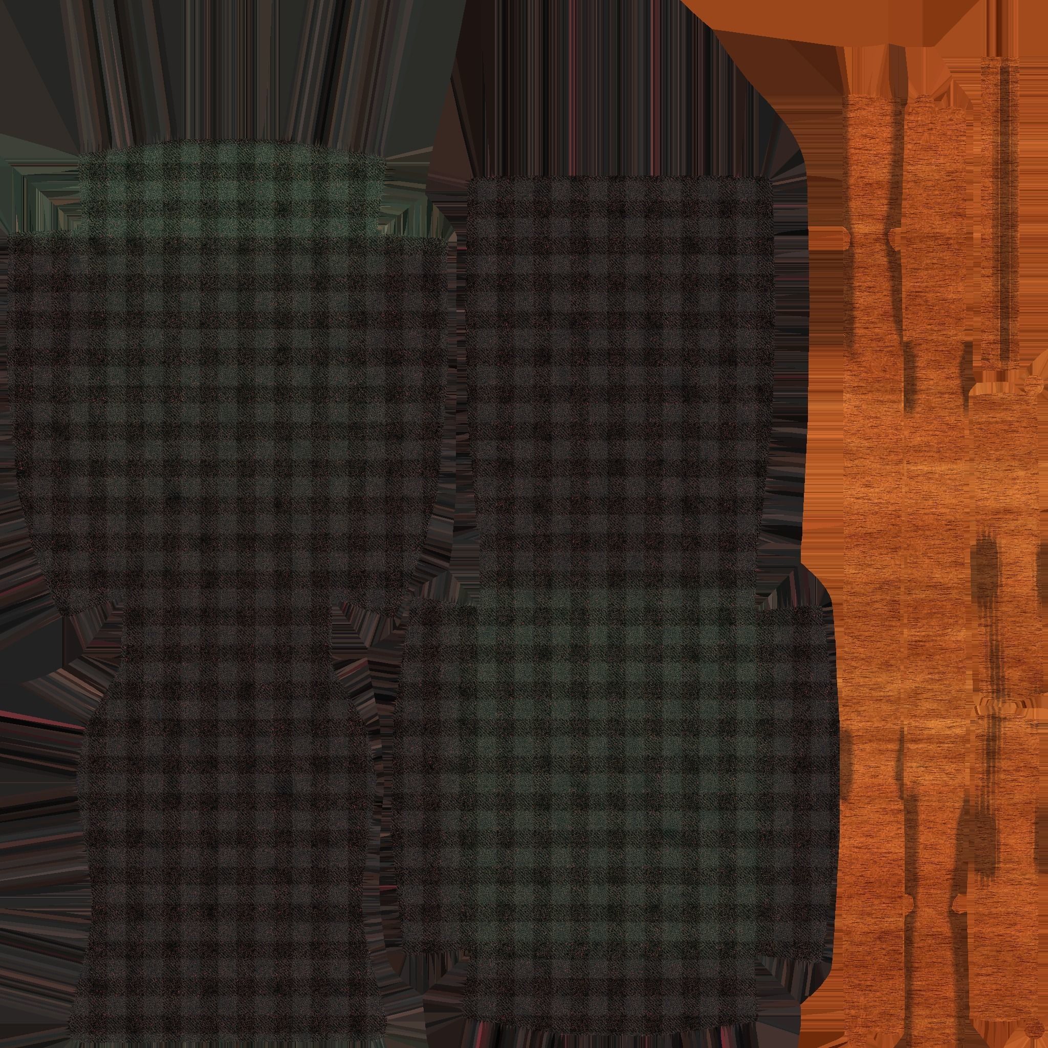 Black Plaid Wood Armchair - Furniture Interior Design Low-poly 3D model_16