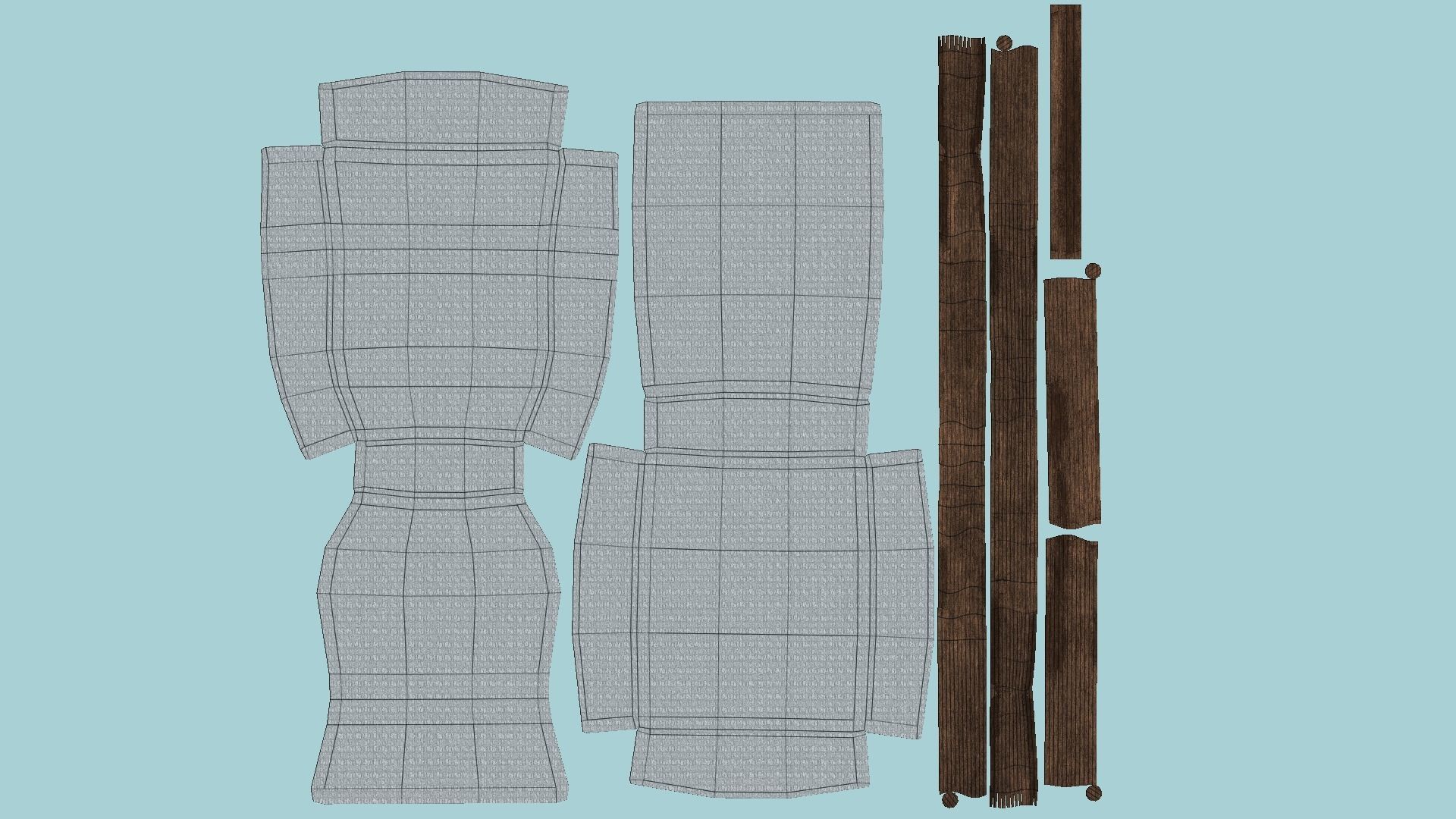 Gray Wood Armchair - Furniture Interior Design Free low-poly 3D model_5