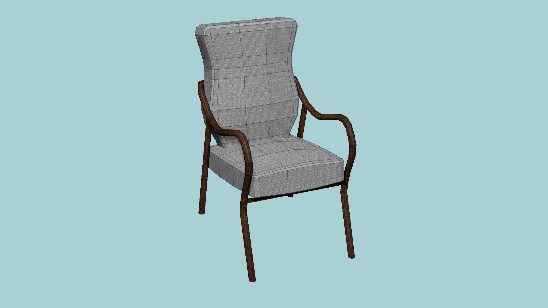 Gray Wood Armchair - Furniture Interior Design Free low-poly 3D model_6