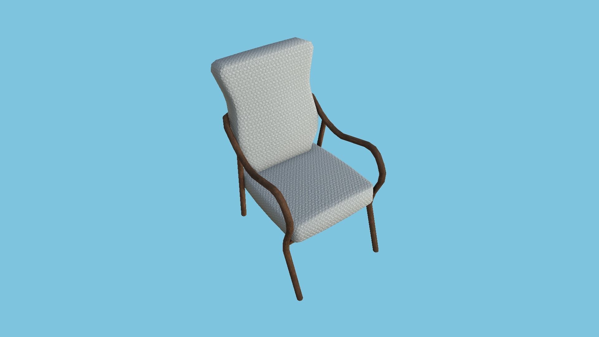 Gray Wood Armchair - Furniture Interior Design Free low-poly 3D model_2