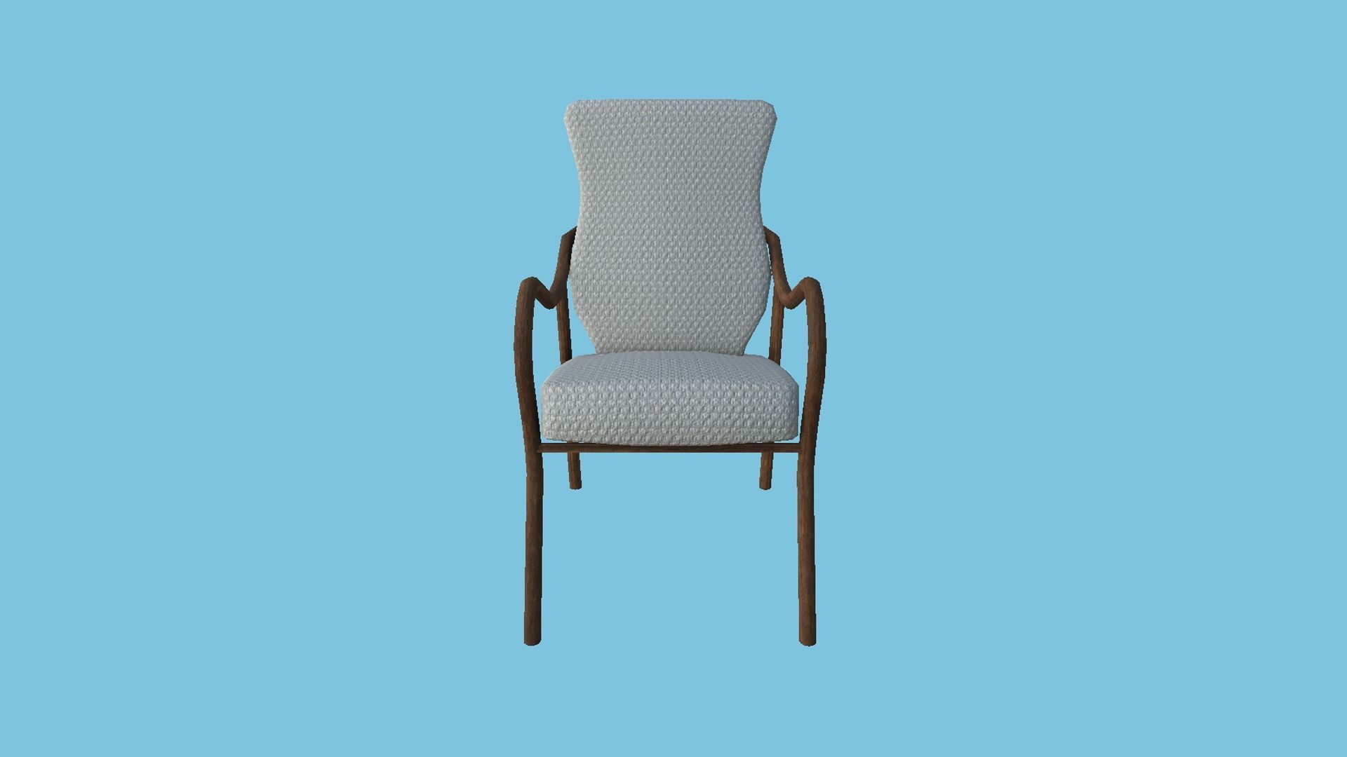 Gray Wood Armchair - Furniture Interior Design Free low-poly 3D model_1