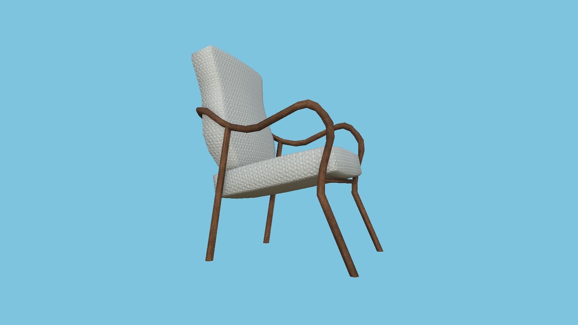 Gray Wood Armchair - Furniture Interior Design Free low-poly 3D model_4