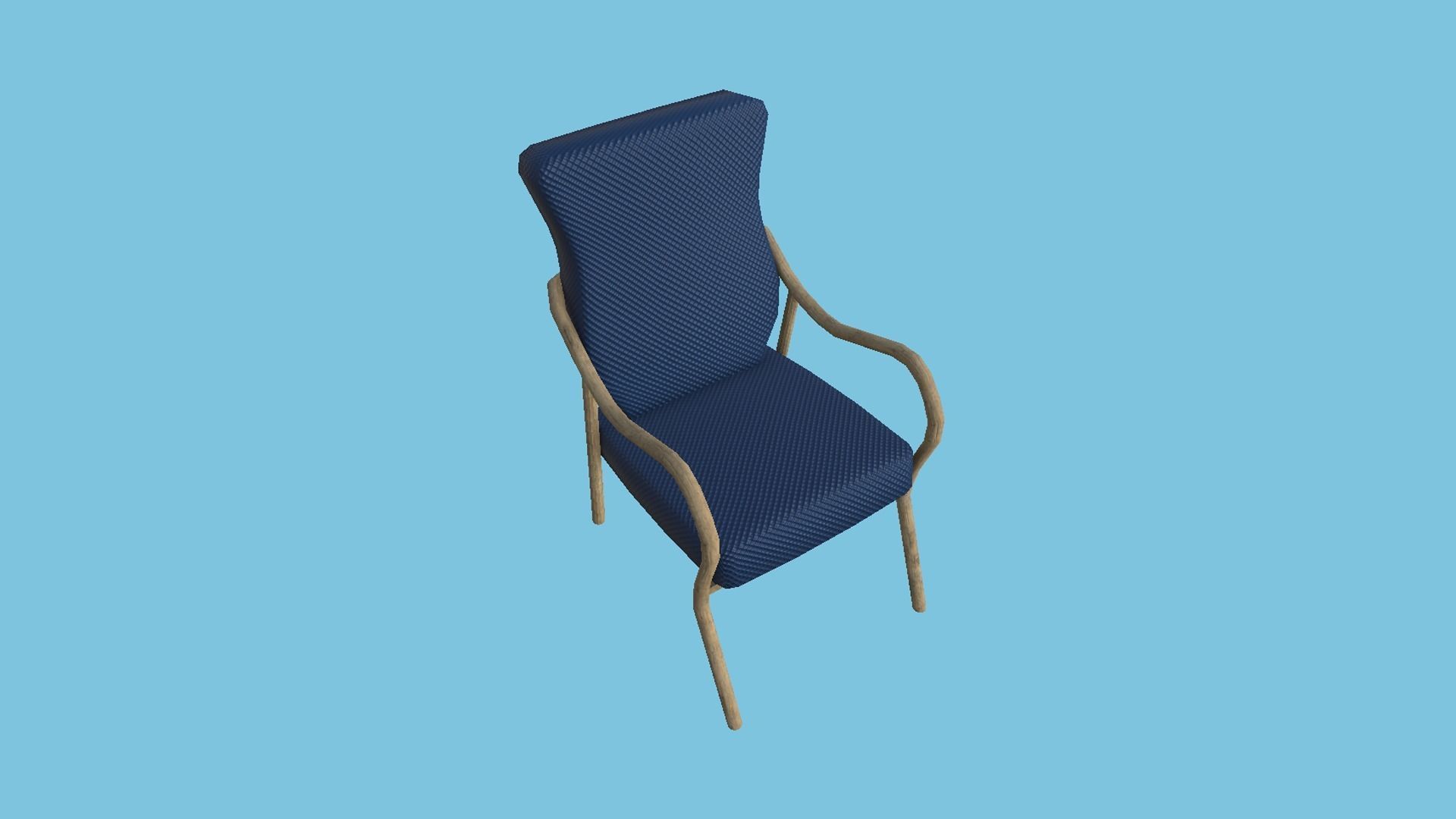 Dark Blue Armchair - Furniture Interior Design Low-poly 3D model_2