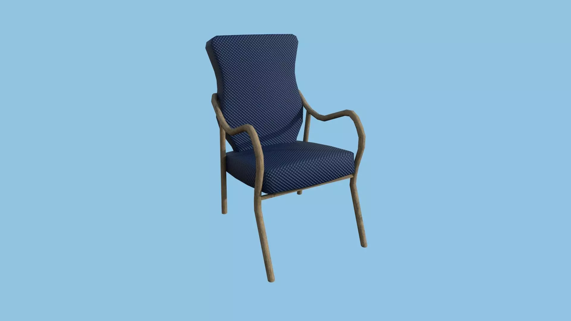 Dark Blue Armchair - Furniture Interior Design Low-poly 3D model_0