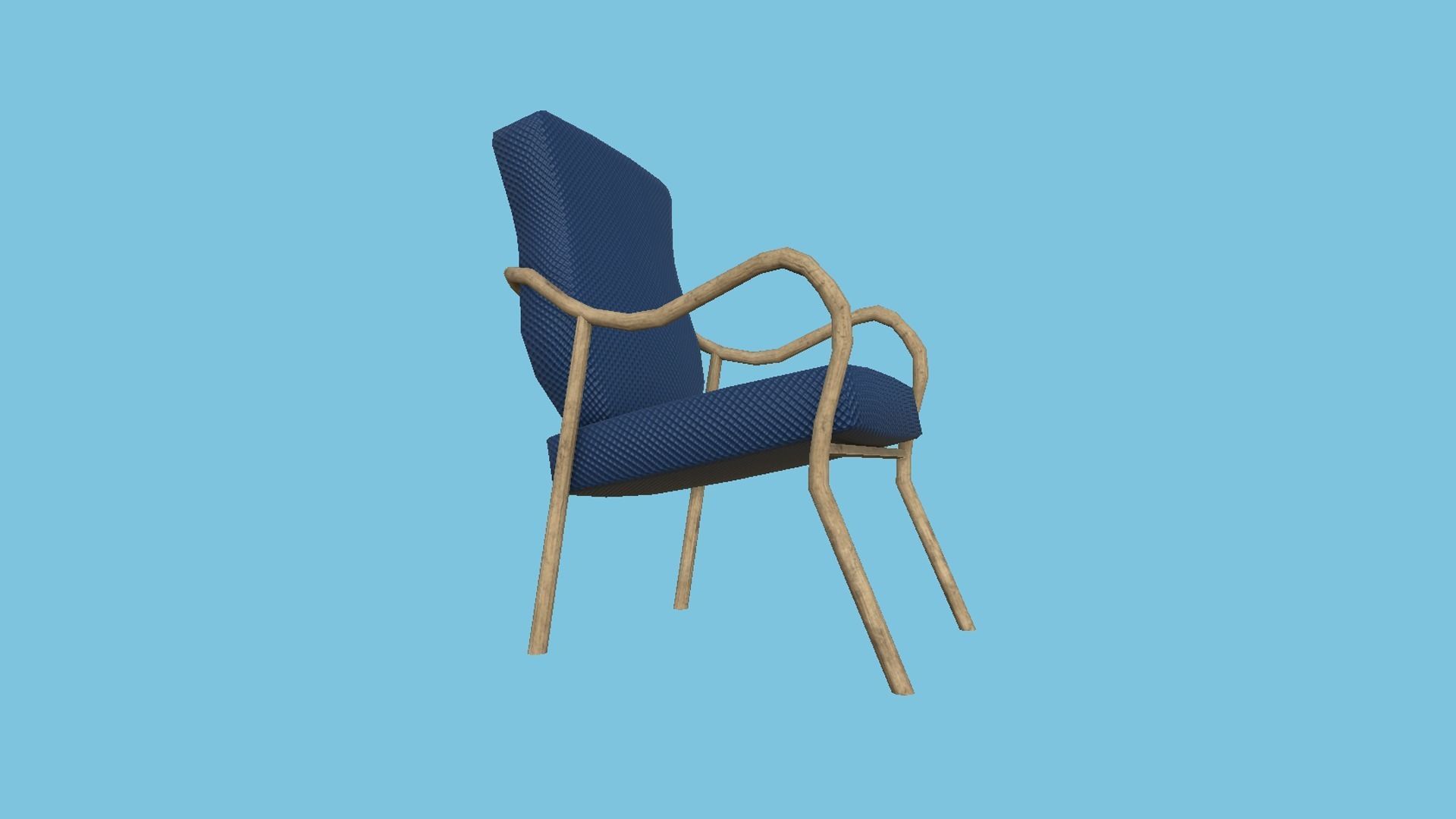 Dark Blue Armchair - Furniture Interior Design Low-poly 3D model_4