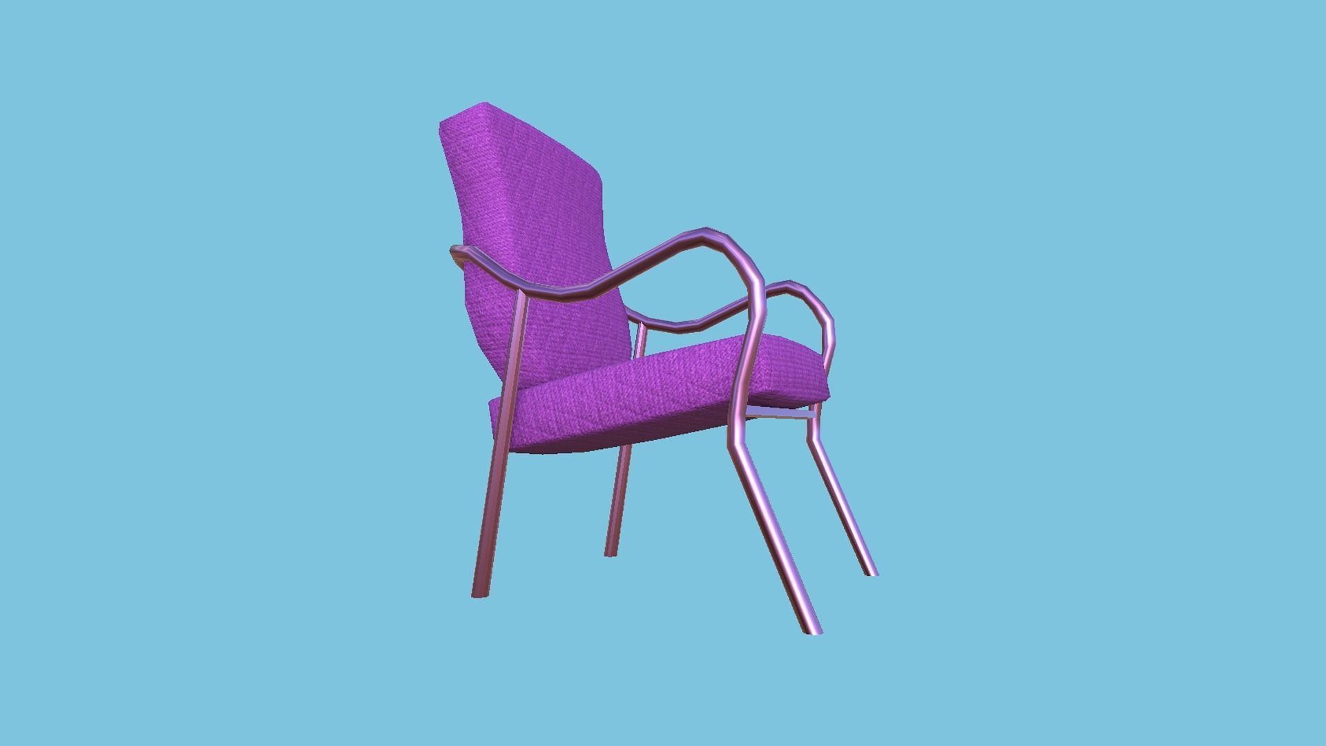 Pink Armchair - Furniture Interior Design Low-poly 3D model_4
