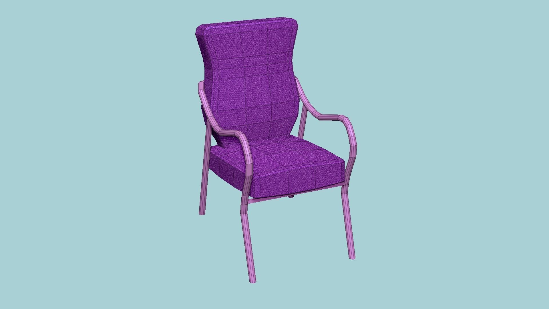 Pink Armchair - Furniture Interior Design Low-poly 3D model_6