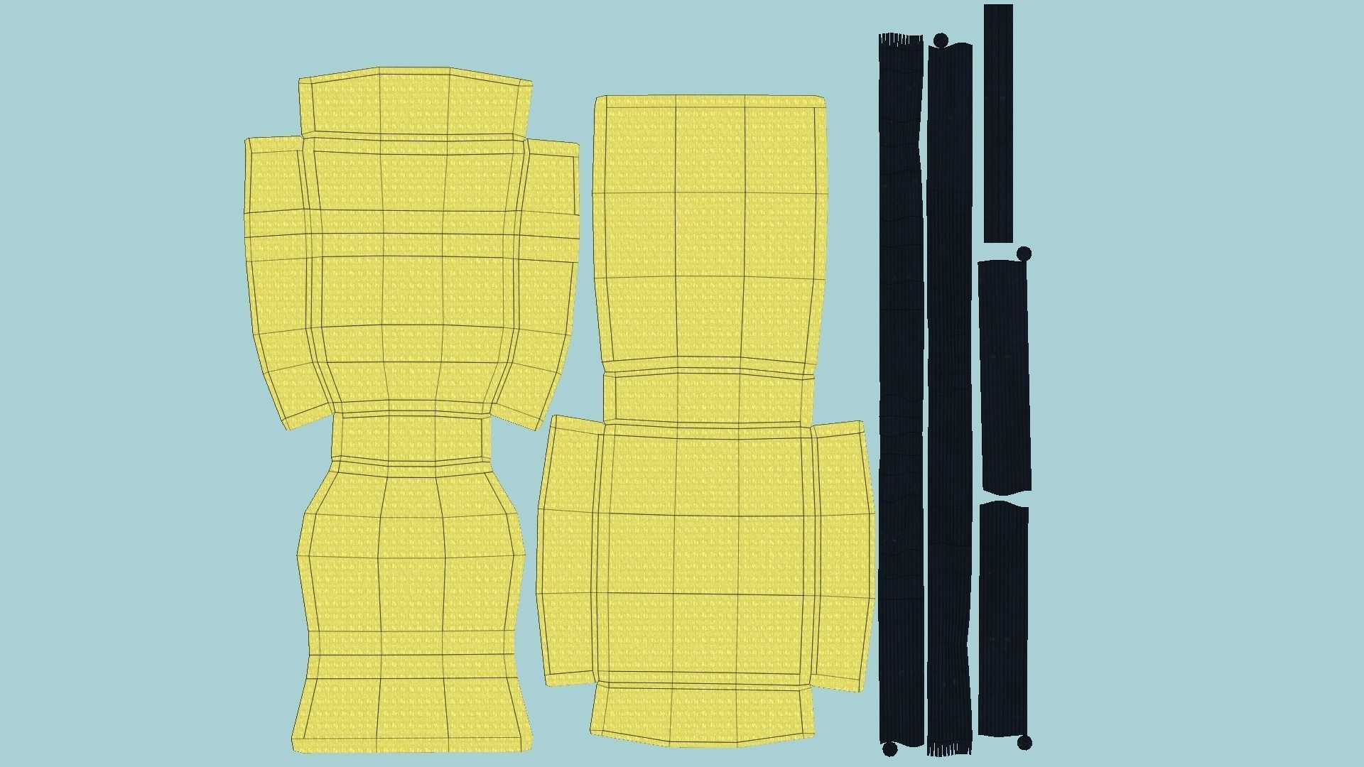 Yellow Black Armchair - Furniture Interior Design Low-poly 3D model_5