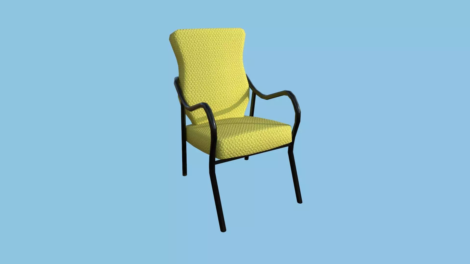 Yellow Black Armchair - Furniture Interior Design Low-poly 3D model_0