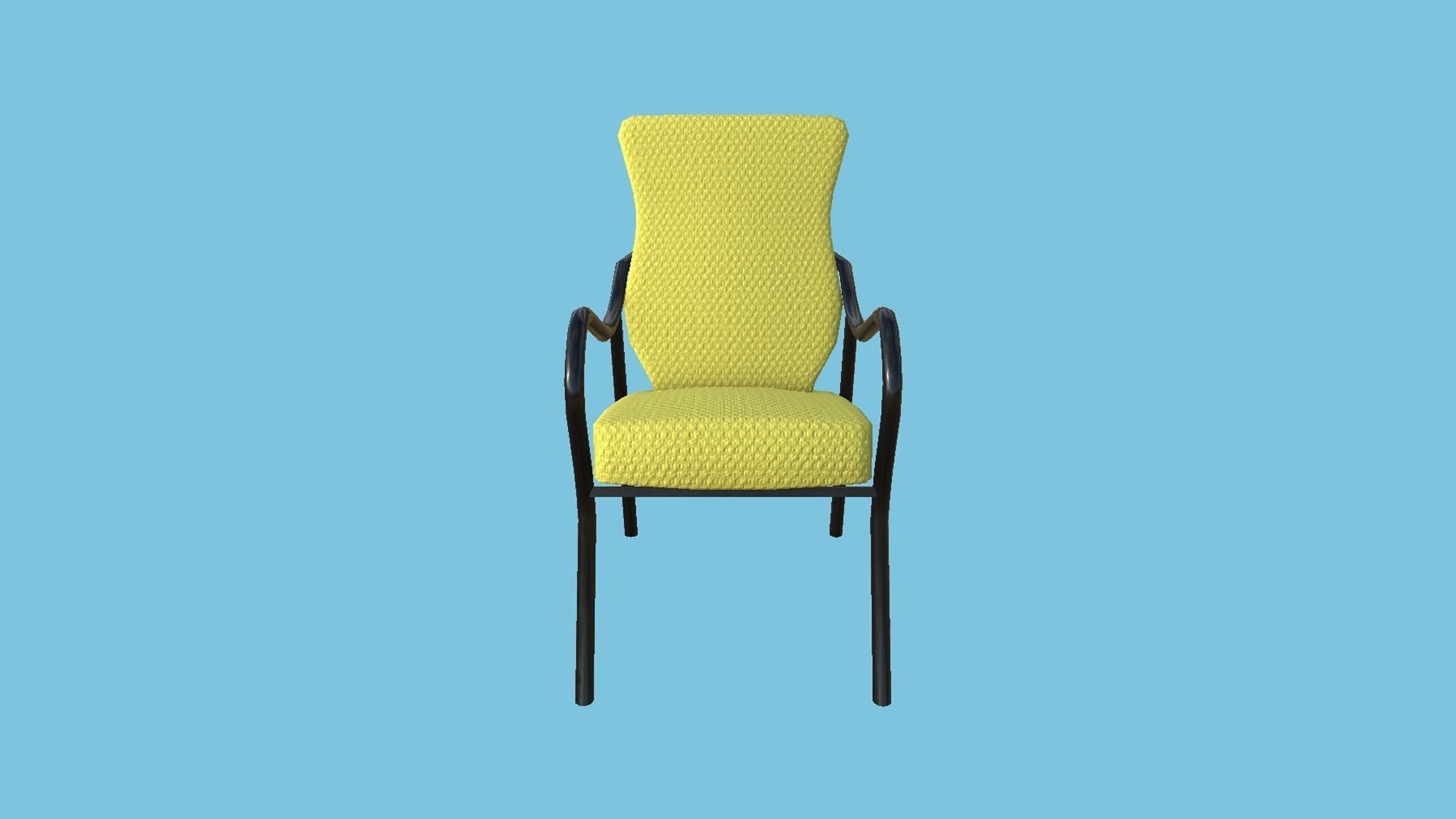 Yellow Black Armchair - Furniture Interior Design Low-poly 3D model_1