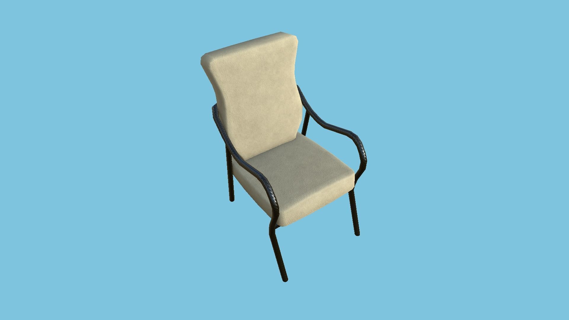 Beige Black Armchair - Furniture Interior Design Low-poly 3D model_2