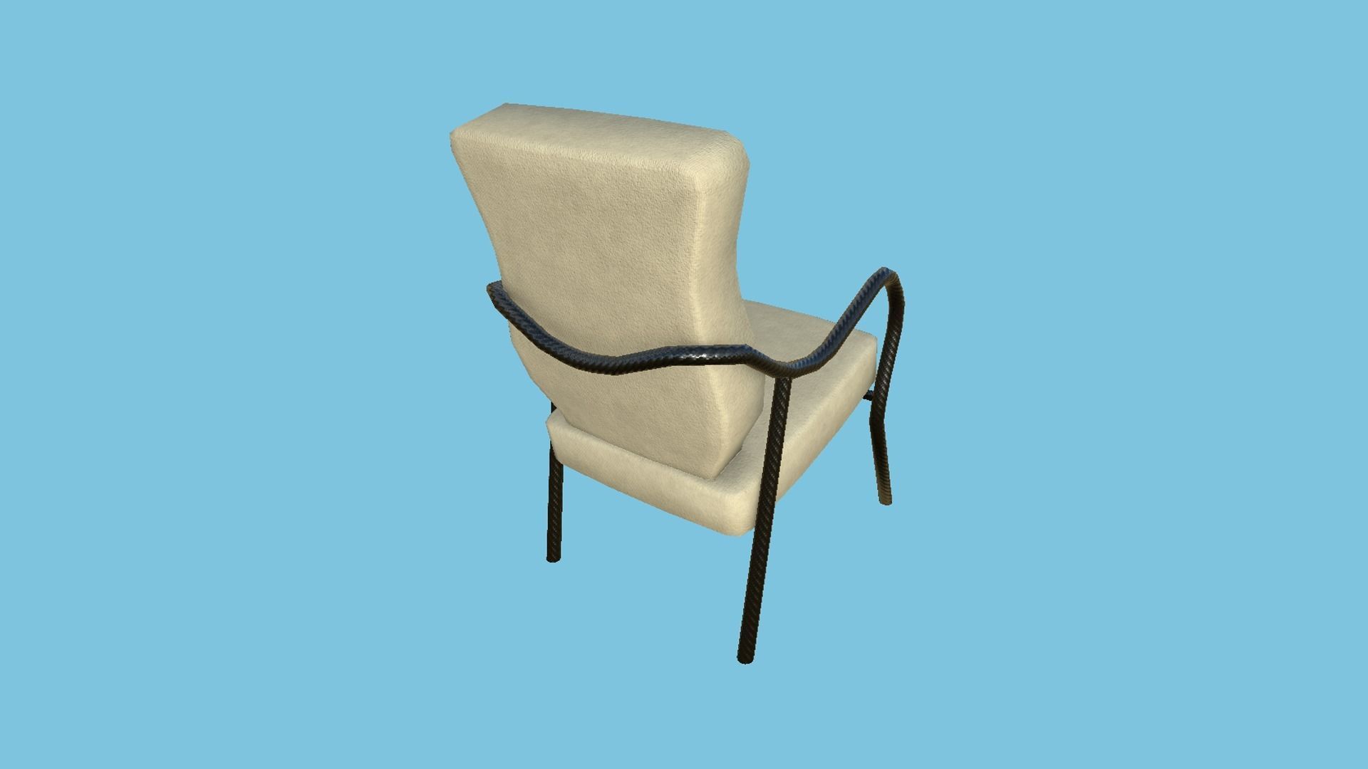 Beige Black Armchair - Furniture Interior Design Low-poly 3D model_3