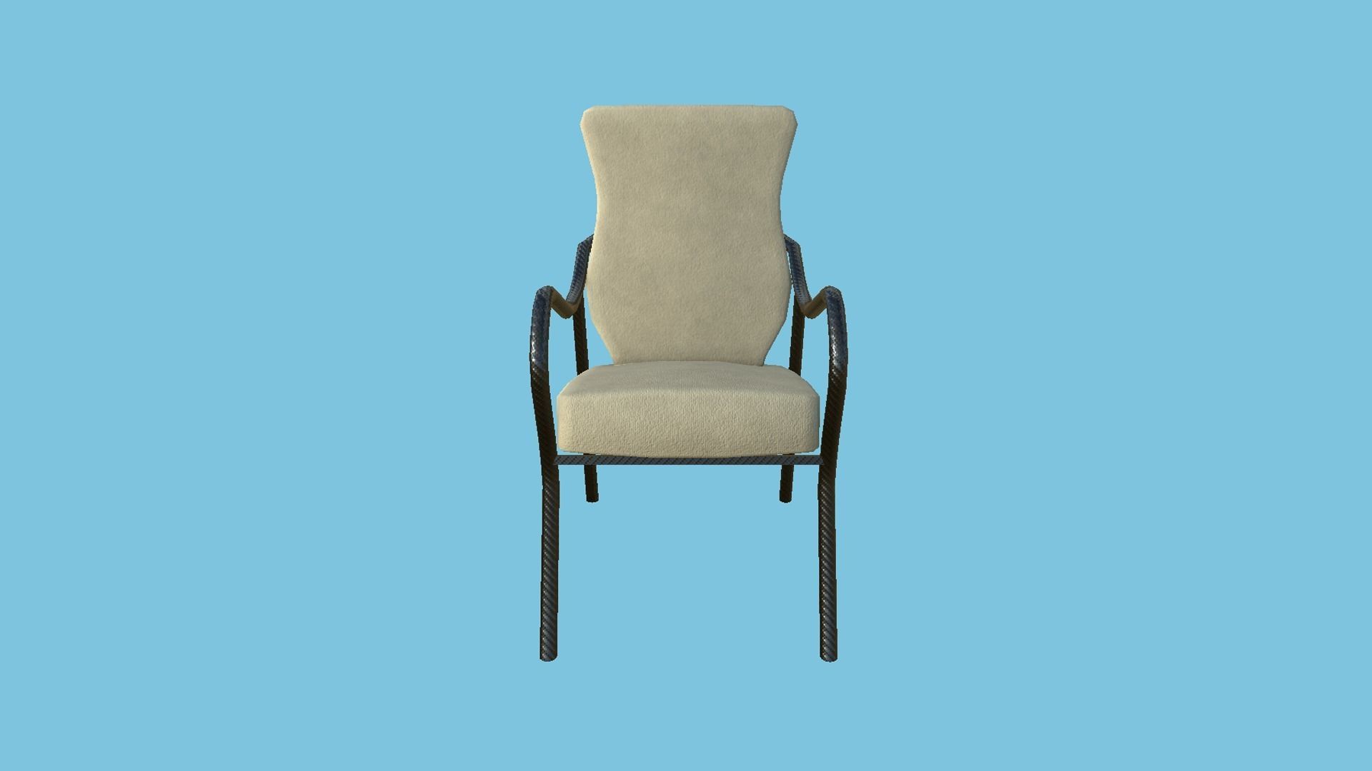 Beige Black Armchair - Furniture Interior Design Low-poly 3D model_1