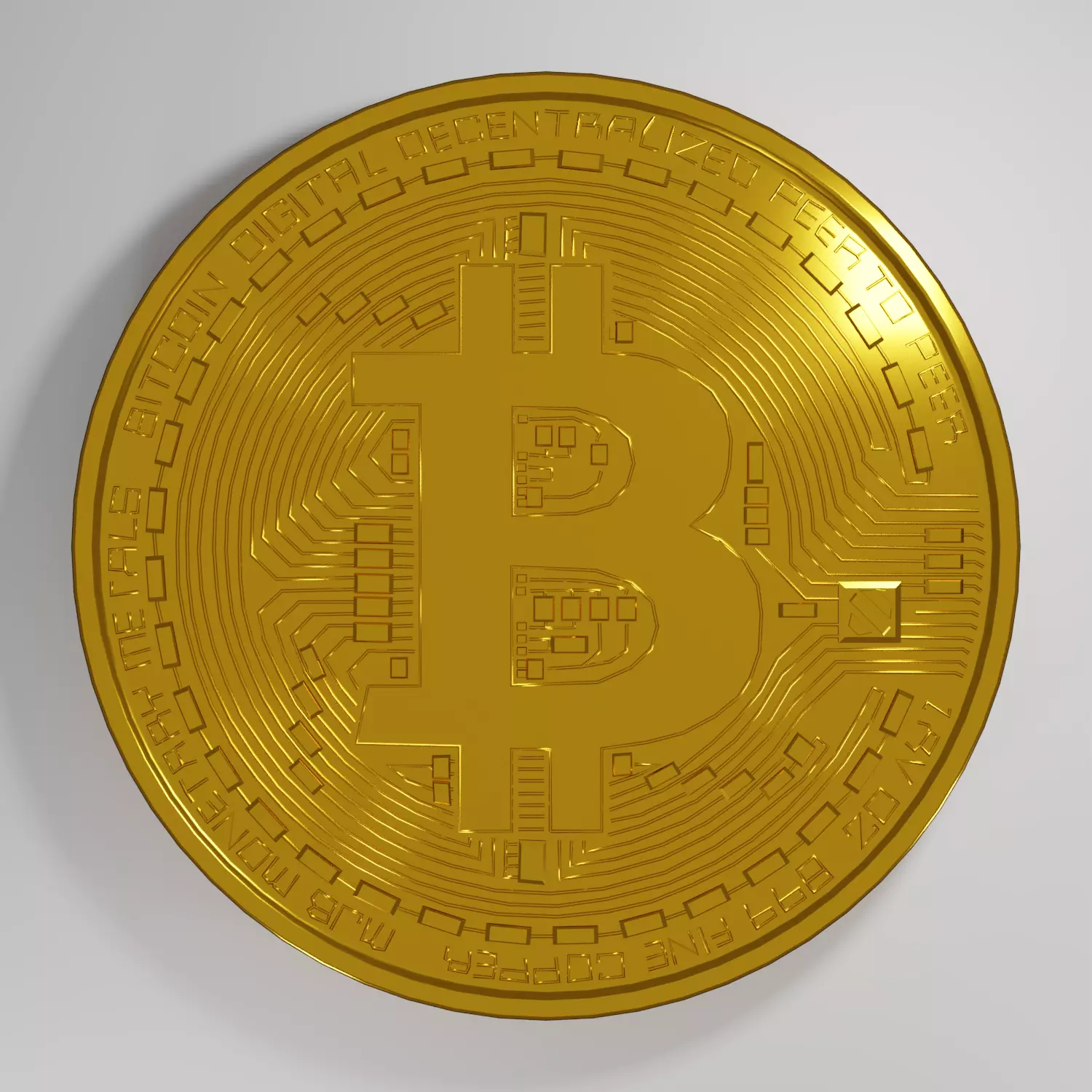 Bitcoin gold Low-poly 3D model_0