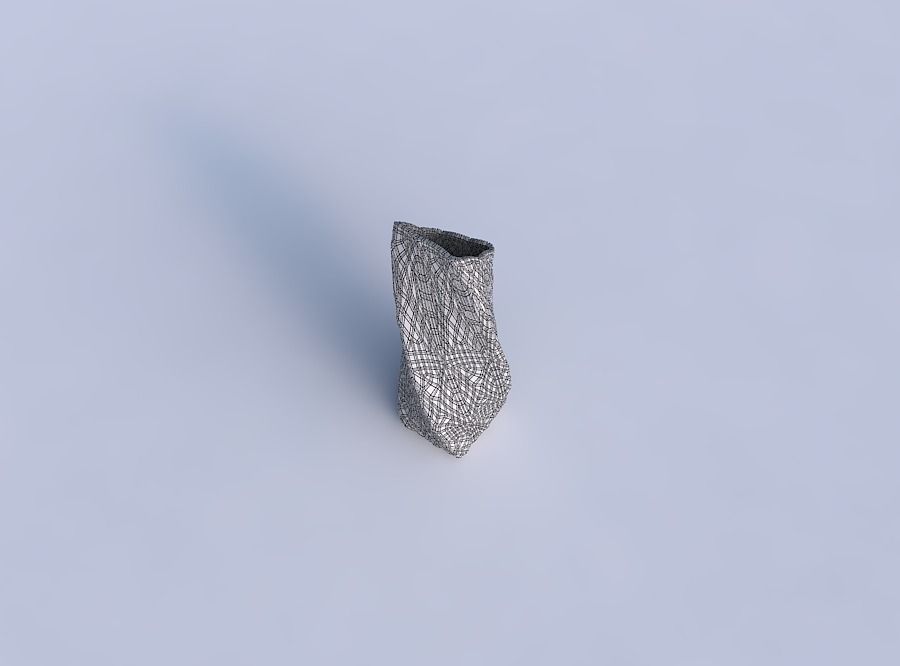 Vase twisted bent rectangle with fine mosaic plates 3D print model_6