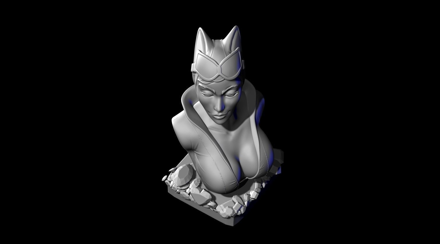 CATWOMAN BUST STL 3D print model_4