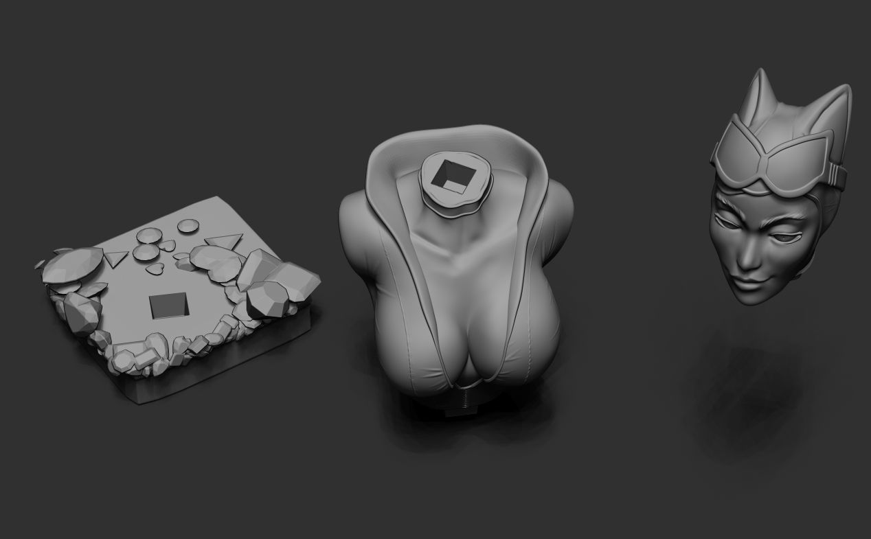 CATWOMAN BUST STL 3D print model_5