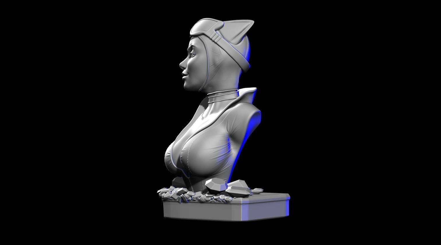 CATWOMAN BUST STL 3D print model_3