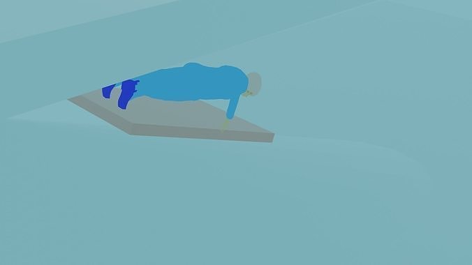Sledding man on skateboard in snow Free 3D model