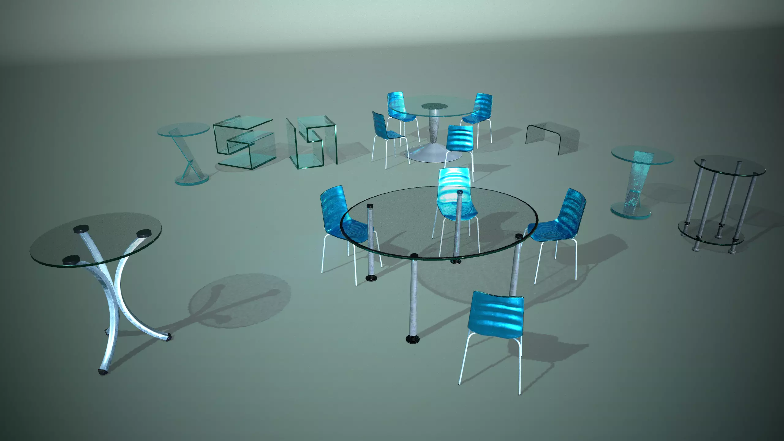 Glass furniture Free low-poly 3D model