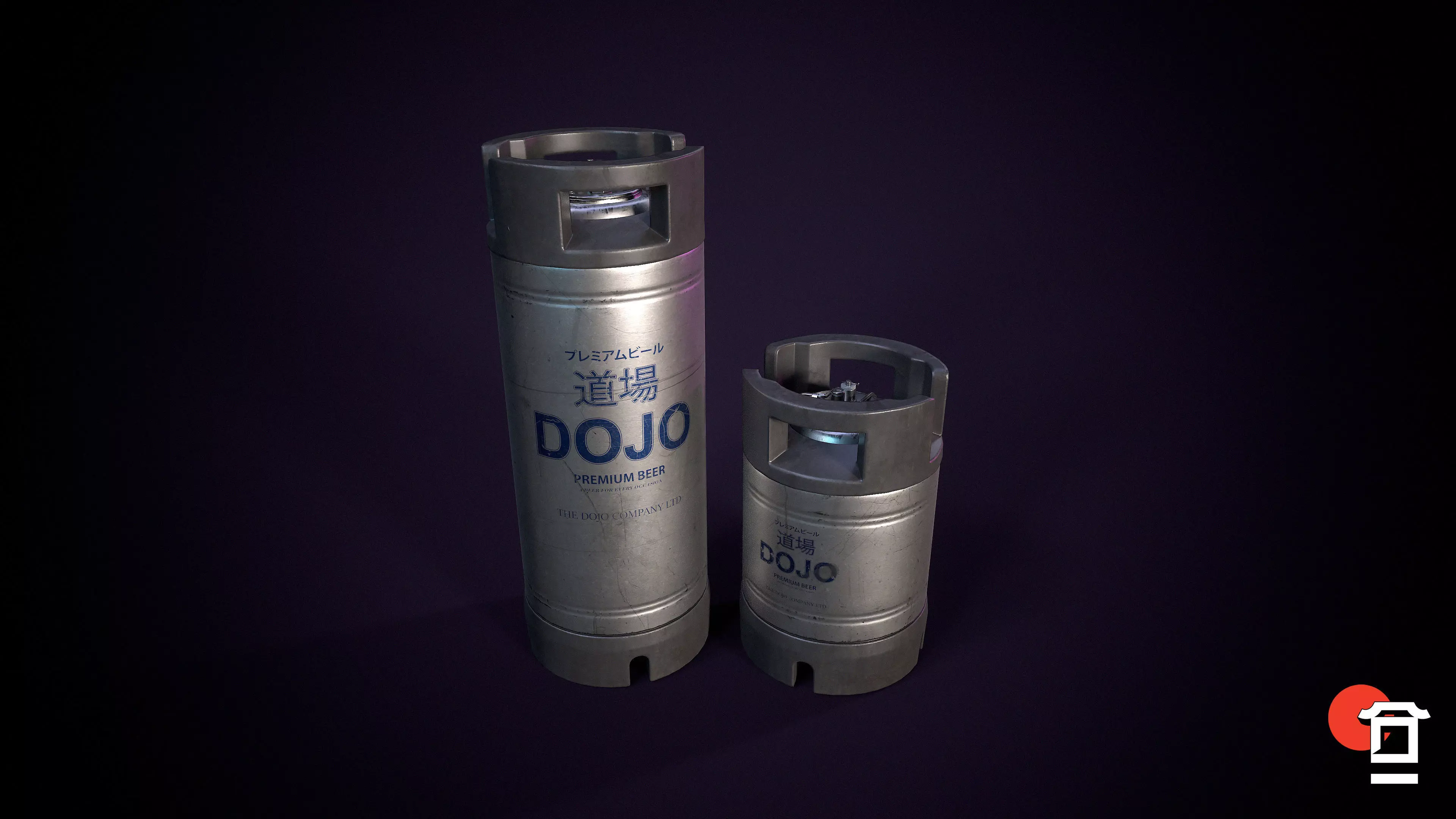 Steel Beer Keg Set - PBR Game Ready - Low-poly 3D model_0