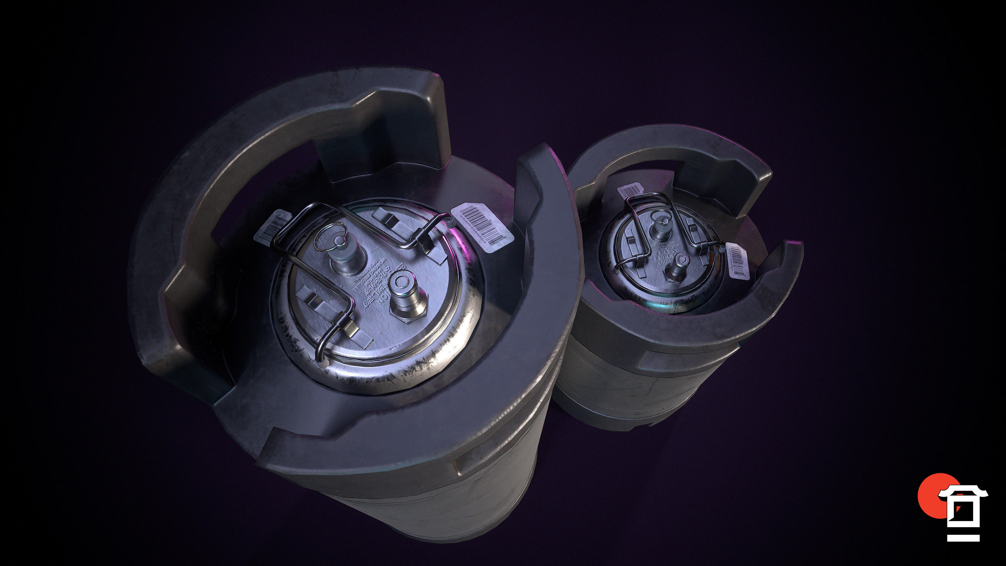 Steel Beer Keg Set - PBR Game Ready - Low-poly 3D model_4