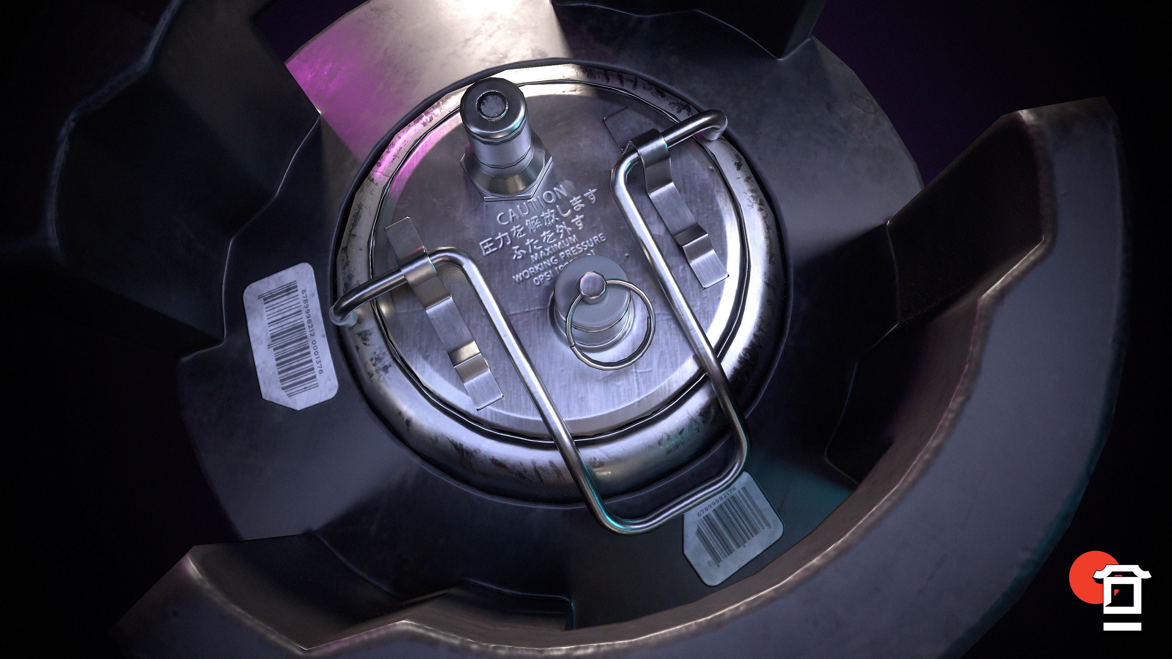 Steel Beer Keg Set - PBR Game Ready - Low-poly 3D model_7